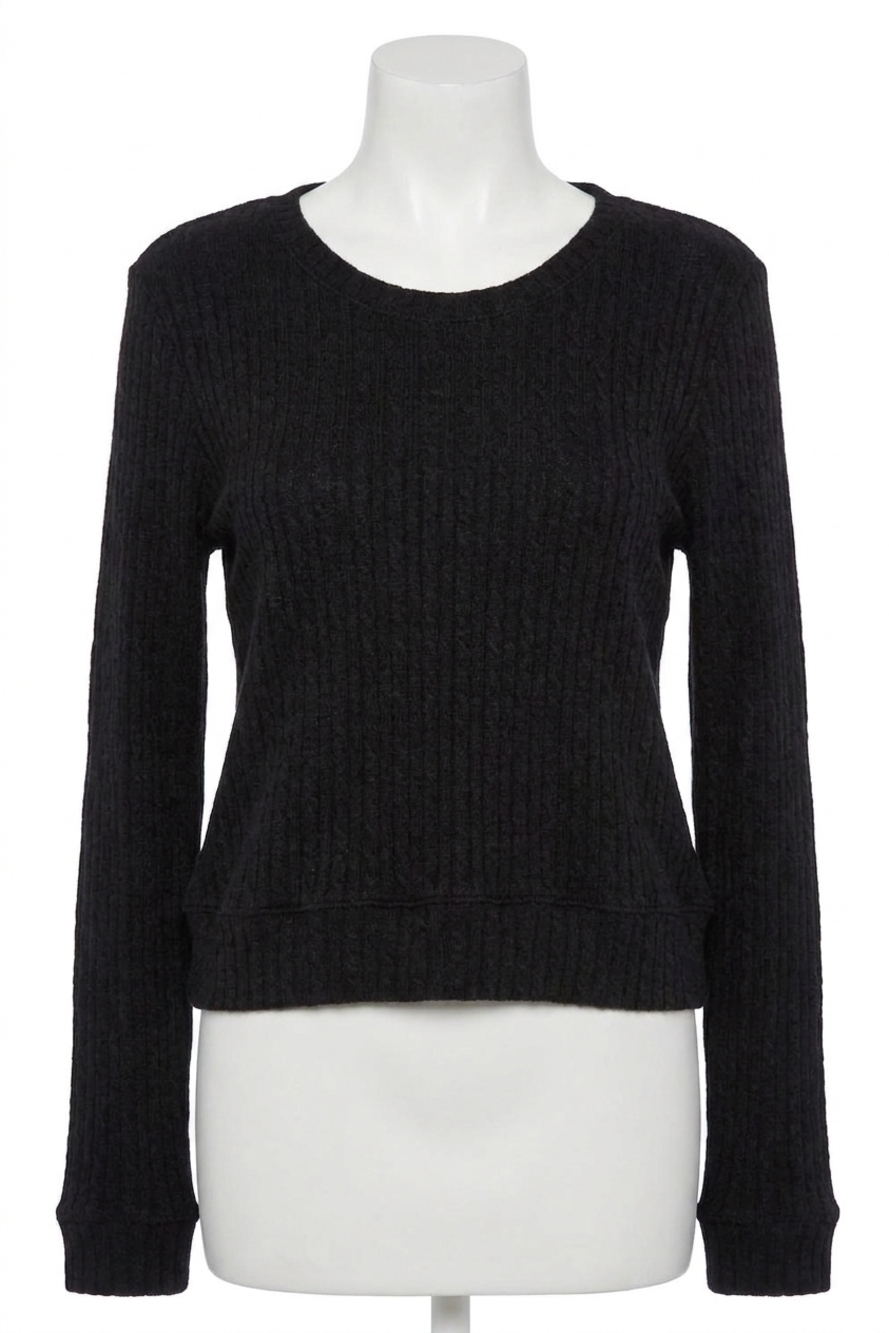 NEW BOBI crewneck pullover cable knit in black